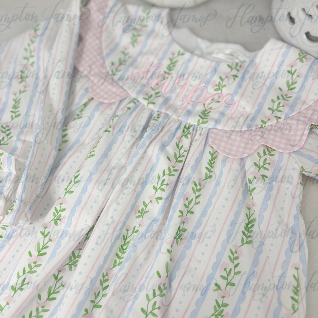 3T Emily Pink Ivy Scalloped Dress