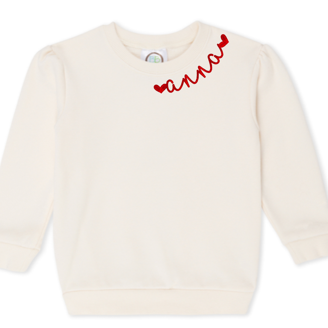 2T Puff Sleeve Cream Sweatshirt