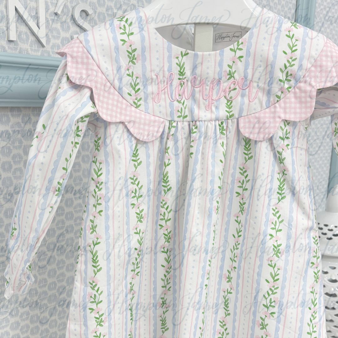 3T Emily Pink Ivy Scalloped Dress