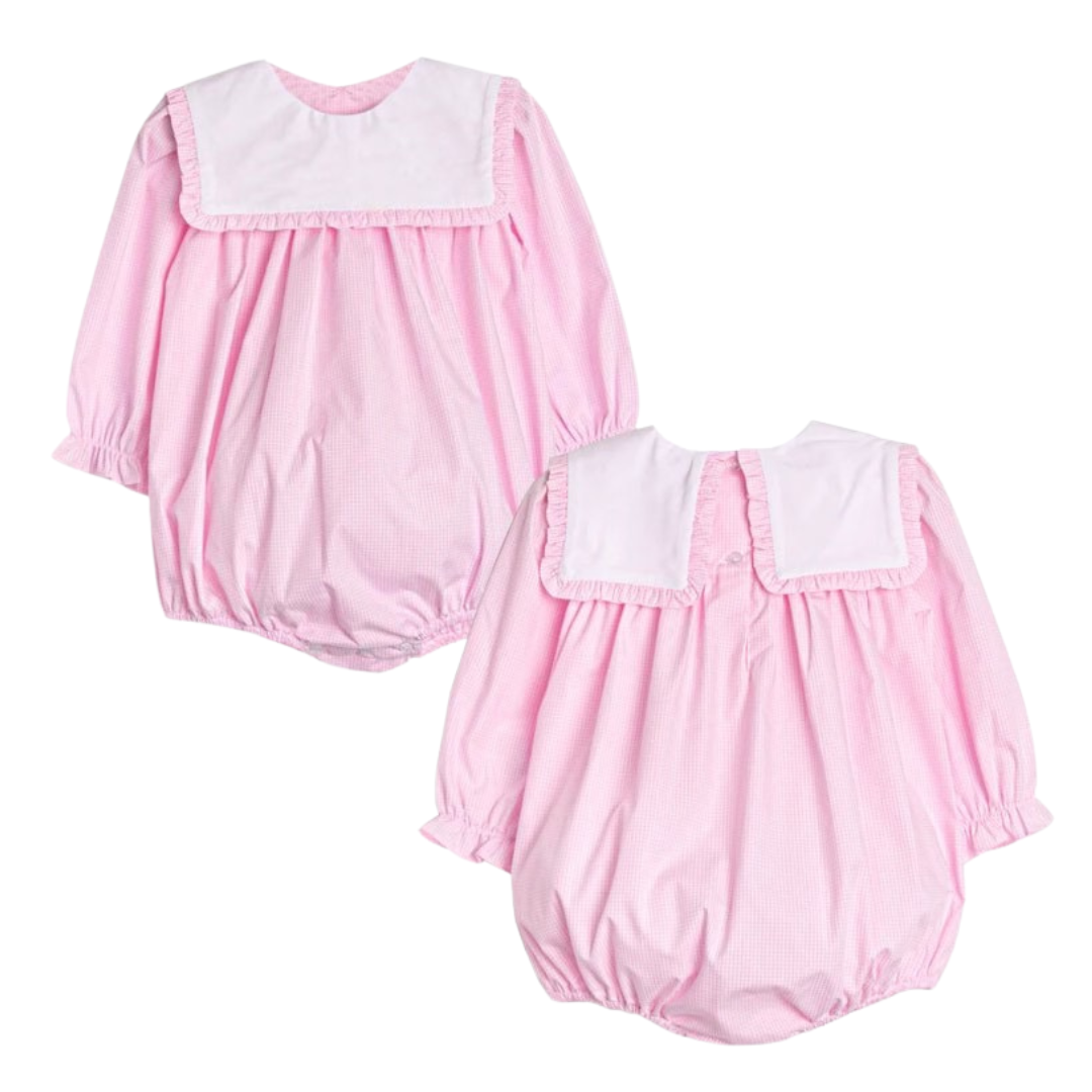 12M & 2T Pink WOVEN COTTON GINGHAM BUBBLE
