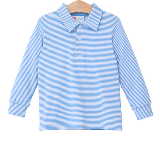 4 Cornflower Blue Solid Michael Long Sleeve Polo