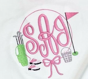 Girly Golf Wreath Embroidery **DESIGN ONLY**