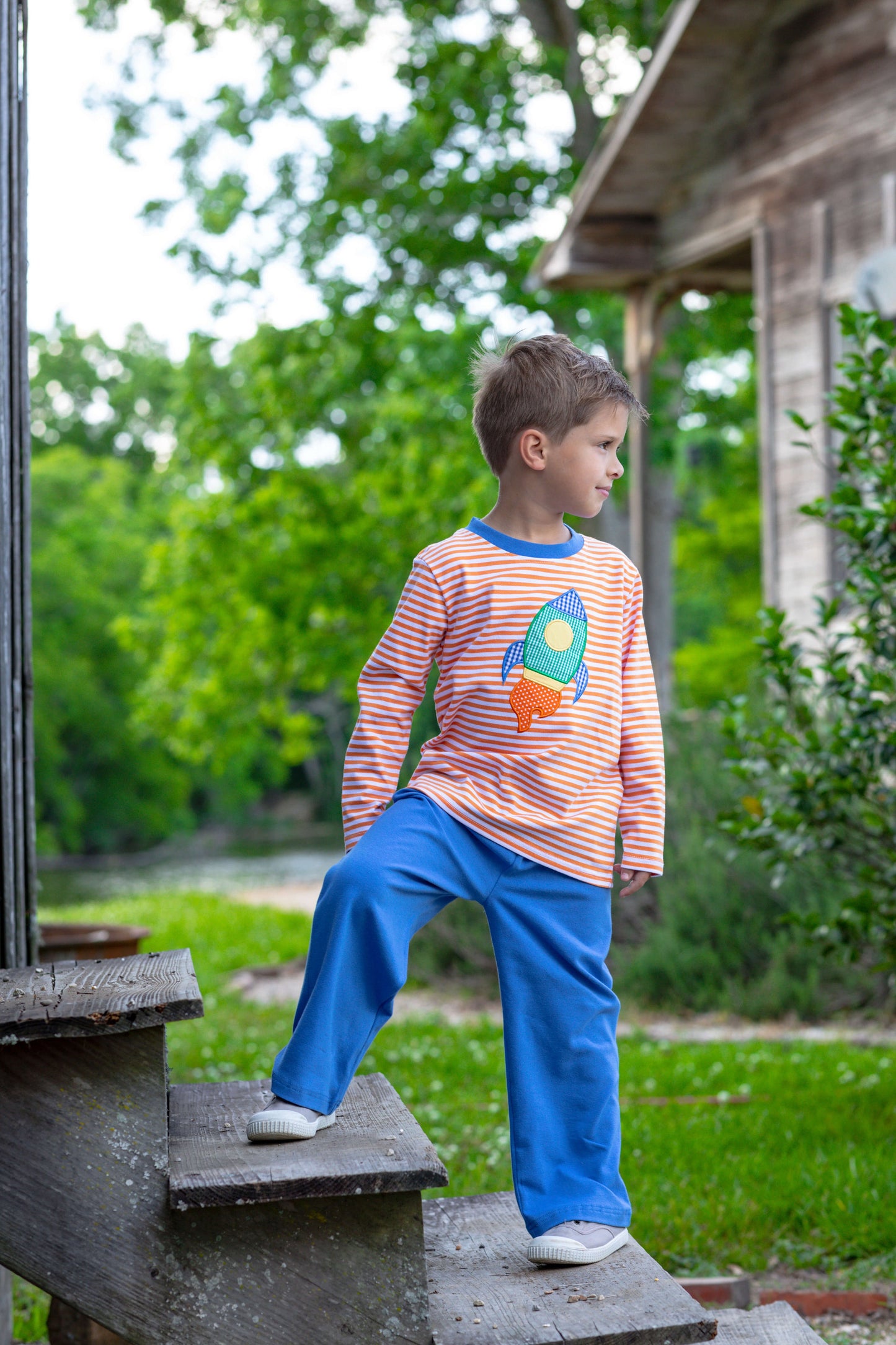 4T Rocket Ship Applique Pant Set