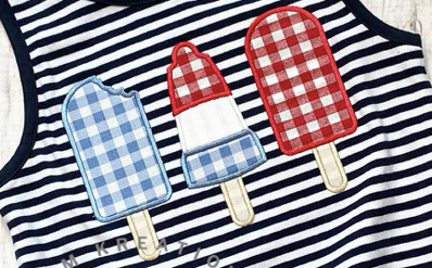 Patriotic Popsicle Trio Applique *Design Only*