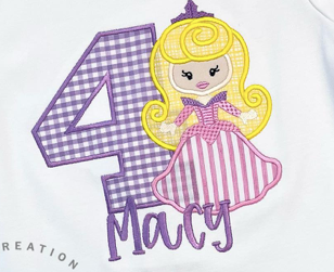 Princess Birthday Applique **DESIGN ONLY**