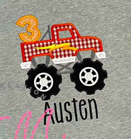 Monster Truck Birthday Appliqué **DESIGN ONLY**