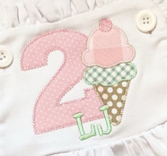Ice Cream Birthday Appliqué **DESIGN ONLY**
