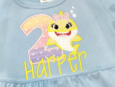 Baby Shark Birthday Appliqué **DESIGN ONLY**