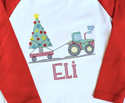 Christmas Tractor with Tree Sketch *Design Only*