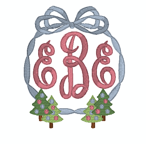 Christmas Ribbon Monogram Embroidery Frame *Design Only*