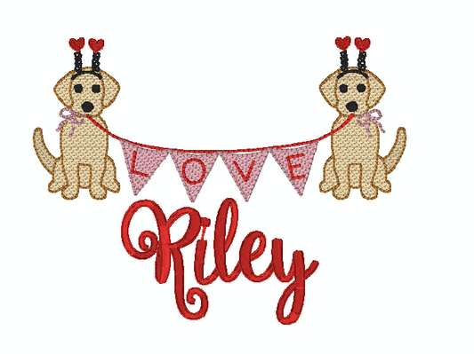 Valentine Dogs LOVE Banner Sketch *Design Only*