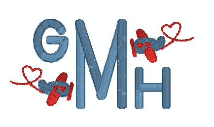 Hearts in the Sky Stack Straight Monogram Embroidery *Design Only*