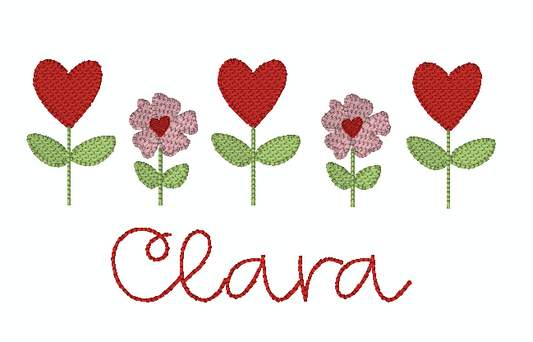 Heart Flower Row Sketch *Design Only*