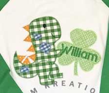 Dinosaur Shamrock Applique *Design Only*
