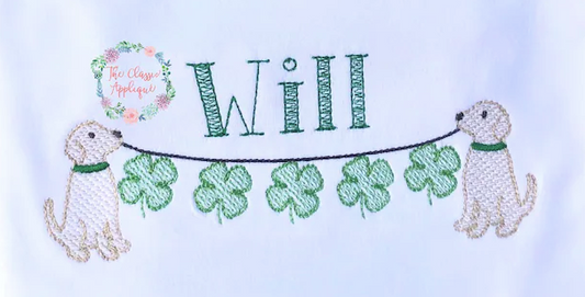 Puppies with Shamrock Garland Sketch *Design Only*