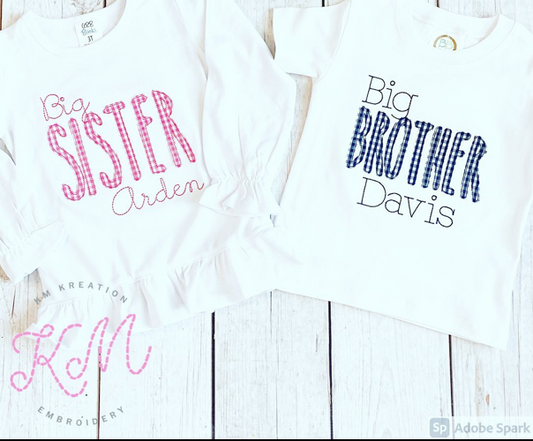 Big Brother/Big Sister Applique *Design Only*