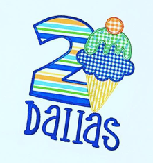 Ice Cream Cone Birthday Appliqué **DESIGN ONLY**