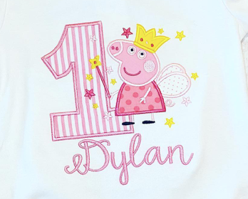 Princess Peppa Birthday Appliqué **DESIGN ONLY**