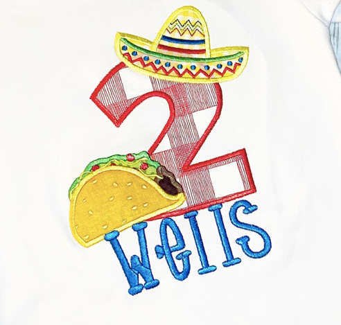 Taco "TWOS"day Birthday Appliqué **DESIGN ONLY**