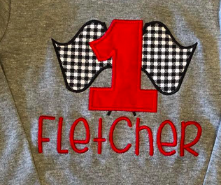Racing Flags Number Appliqué **DESIGN ONLY**