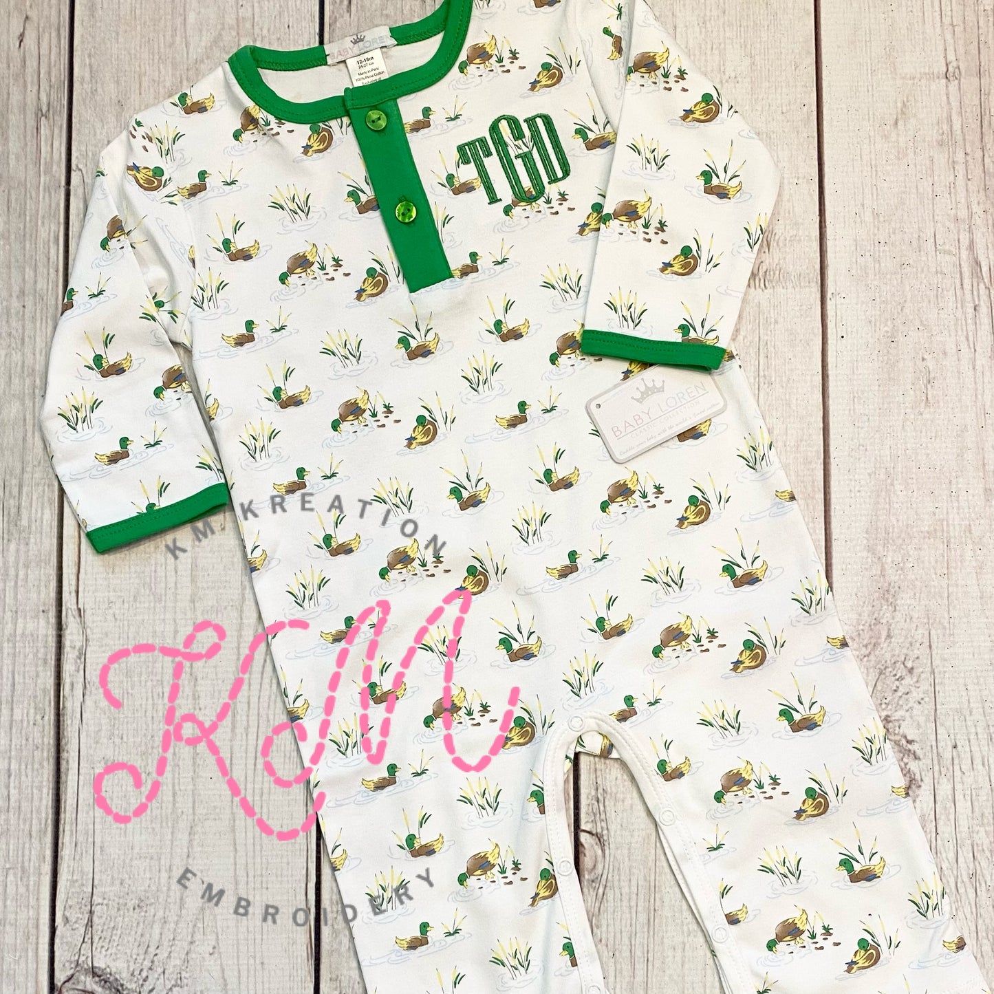 3-6M Mallard Duck Boy Pima Romper