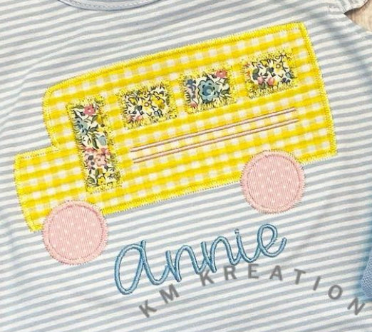 Floral School Bus Appliqué*Design Only*