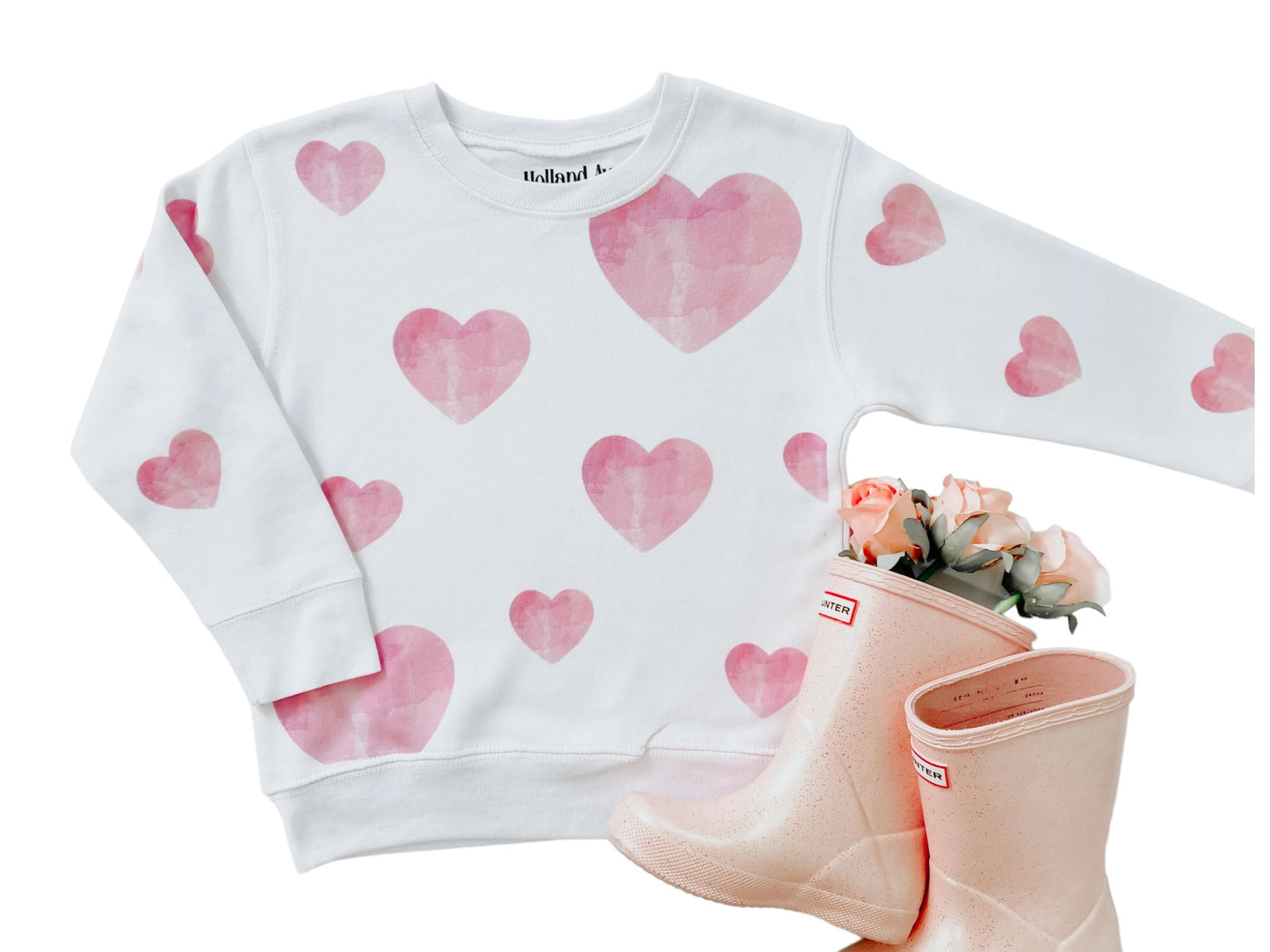 Watercolor Hearts Valentines Day Sweatshirt *PREORDER*