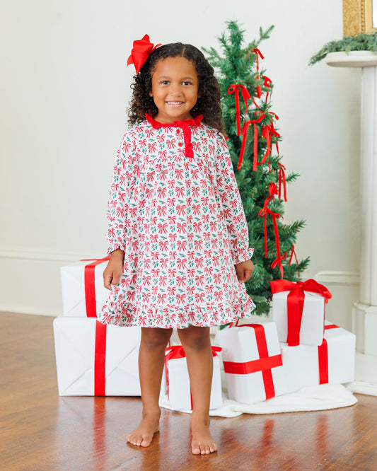 Merry Moments Holly Long Sleeve Dress *Jelly Bean Christmas Preorder 26*