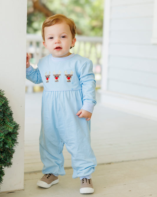 12M & 3T Run Run Rudolph Romper JELLY BEAN