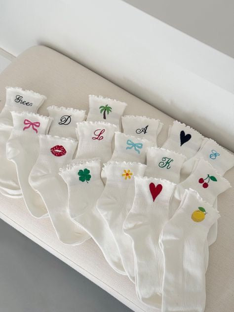 Embroidered Ruffle Women's Socks