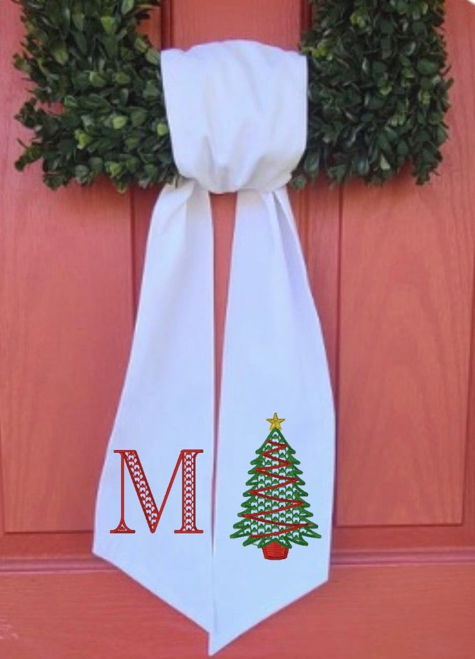 WHITE Christmas Wreath Sash