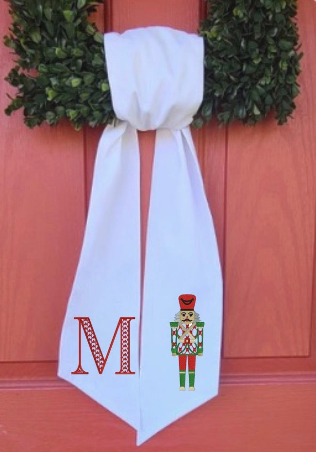 WHITE Christmas Wreath Sash