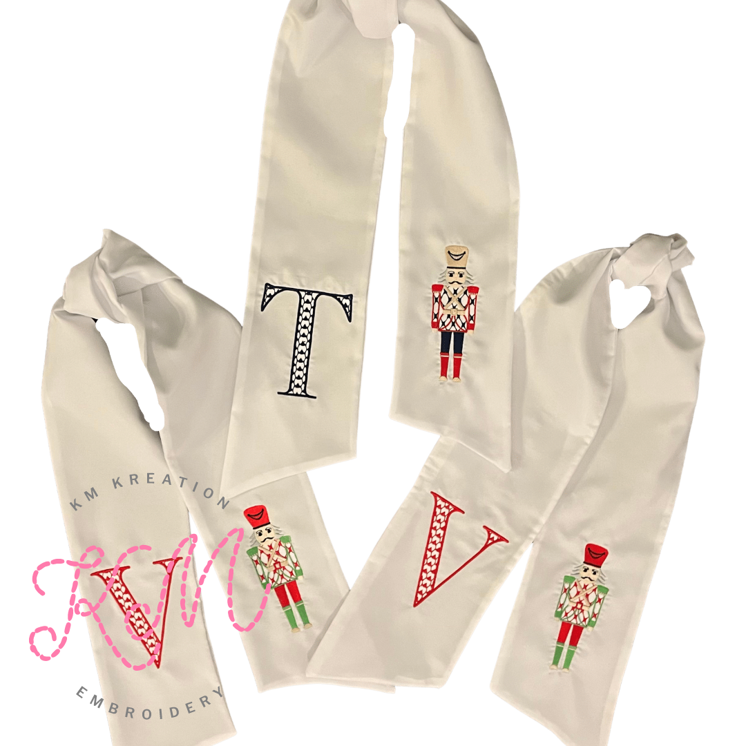 WHITE Christmas Wreath Sash