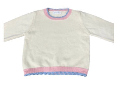 Cream with Pink and Blue Trim Knit Rollneck Sweater *HAMPTON JAMES ROLLNECK PREORDER 26*