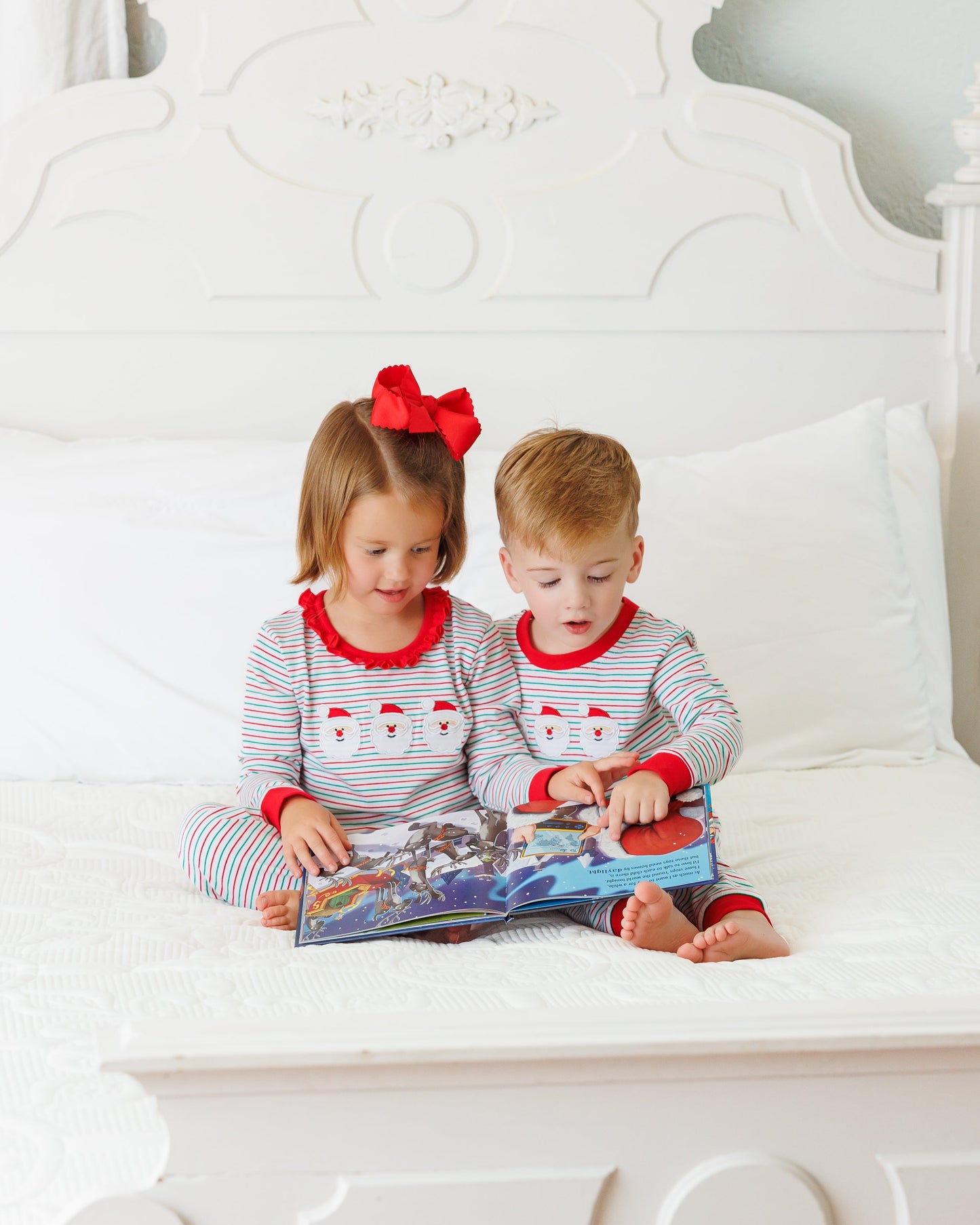 Christmas Candy Stripe Santa Ruffle and Unisex Set *Jelly Bean Christmas Preorder 26*