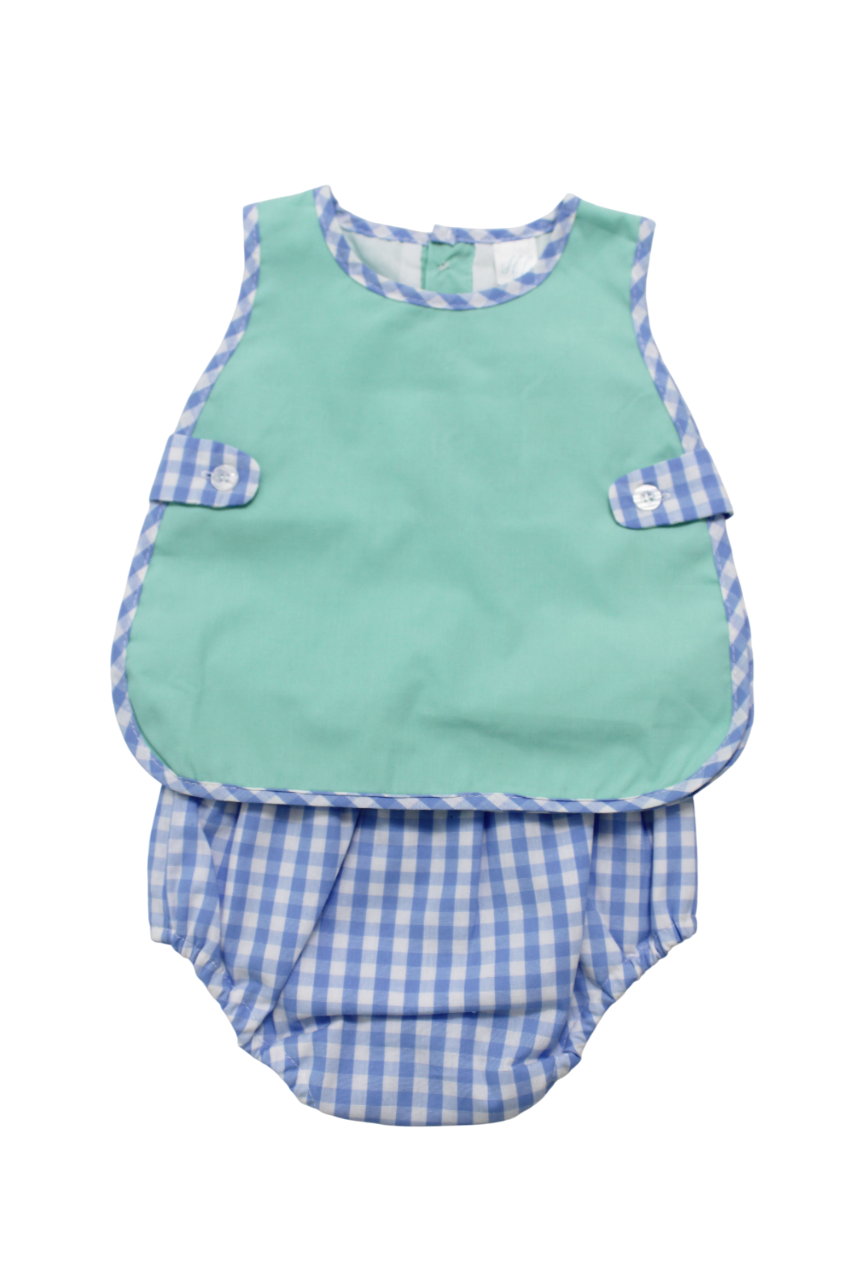 Hampton Mint and Blue Gingham Diaper Set *PREORDER*