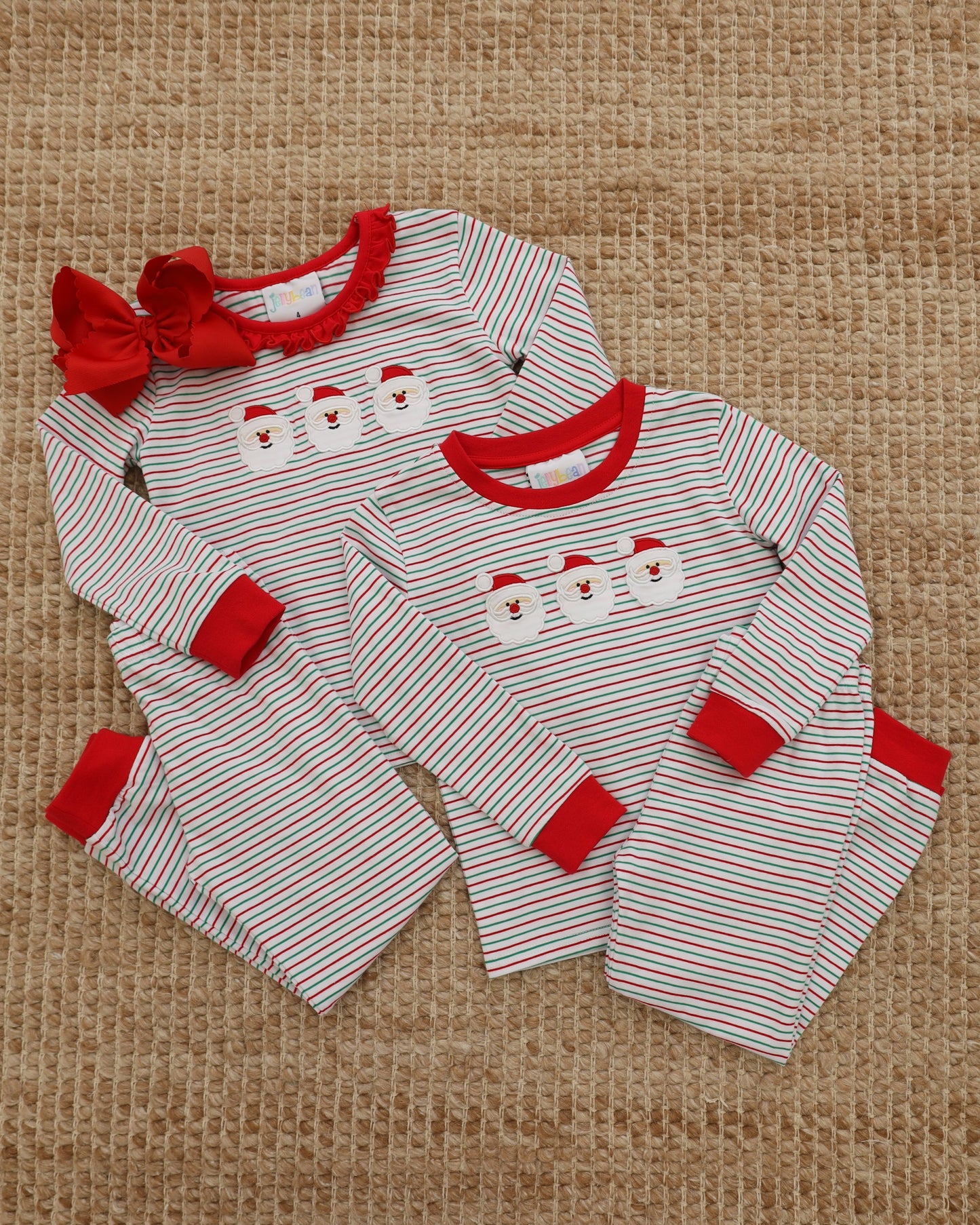 Christmas Candy Stripe Santa Ruffle and Unisex Set *Jelly Bean Christmas Preorder 26*