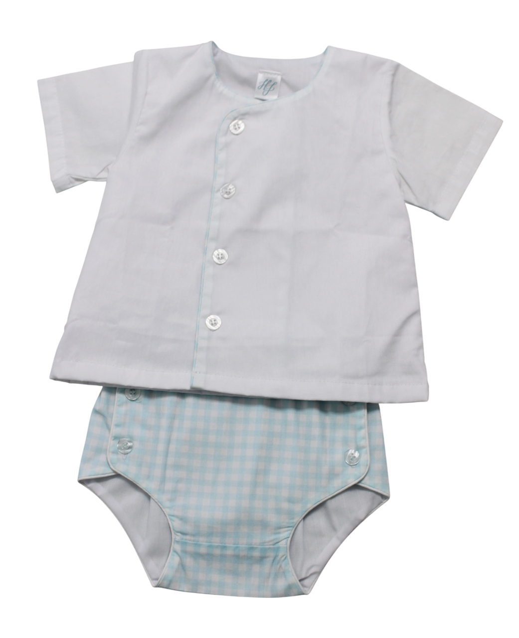 Hampton White and Light Blue Gingham Diaper Set *PREORDER*