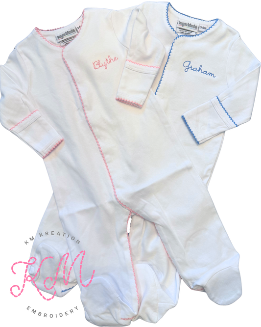 Picot Trim Footie with Hidden Snaps