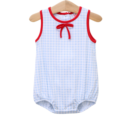 24M Blue Gingham and Red Bow Bubble