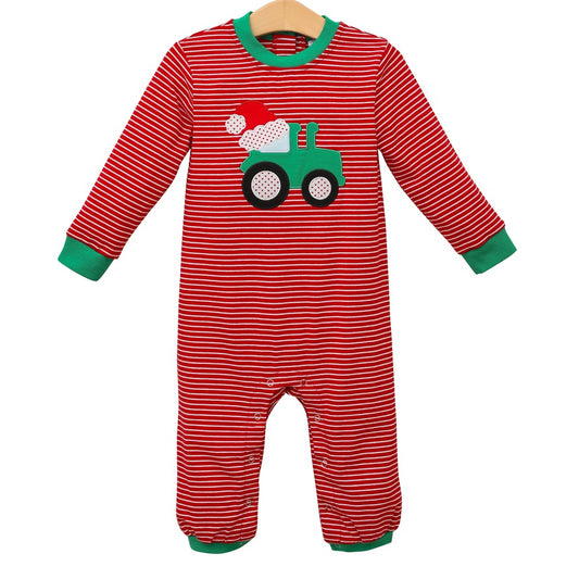 6M Jolly Tractor Romper JELLY BEAN CHRISTMAS