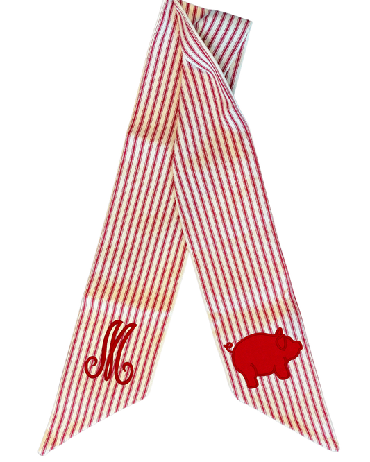 Red Stripe Ticking Wreath Sash