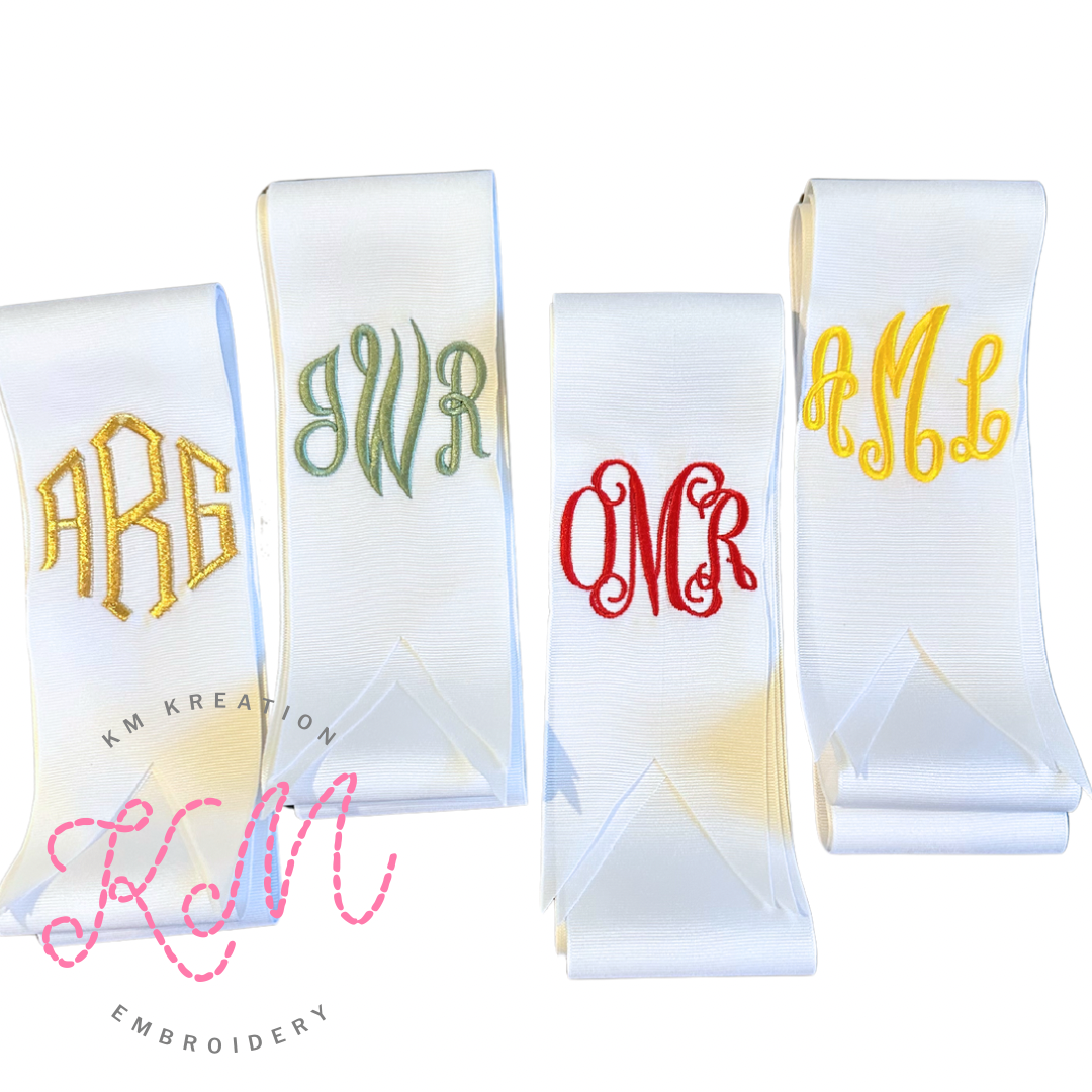 Personalized Prom/Bridal Bouquet Ribbon – KM Kreation Embroidery