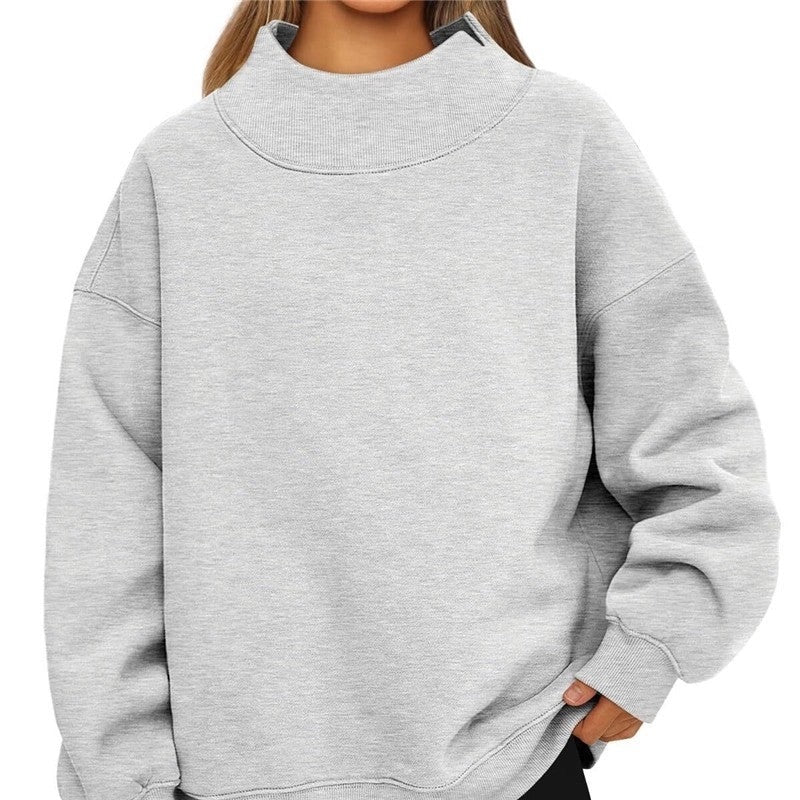 CHUCKS Gingham Light Gray Mock Neck Sweatshirt