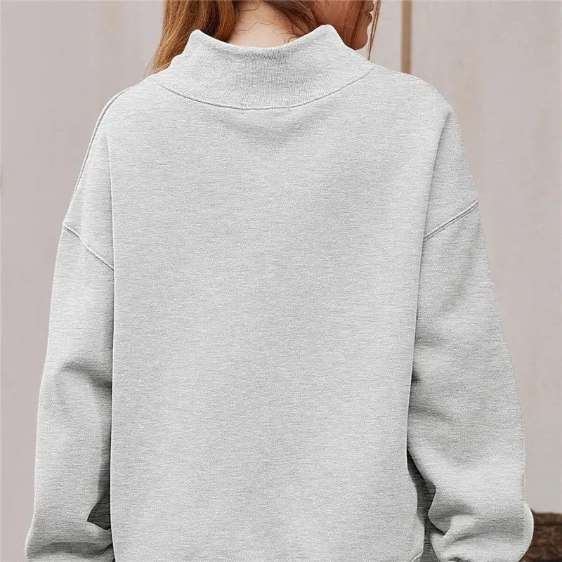 CHUCKS Gingham Light Gray Mock Neck Sweatshirt