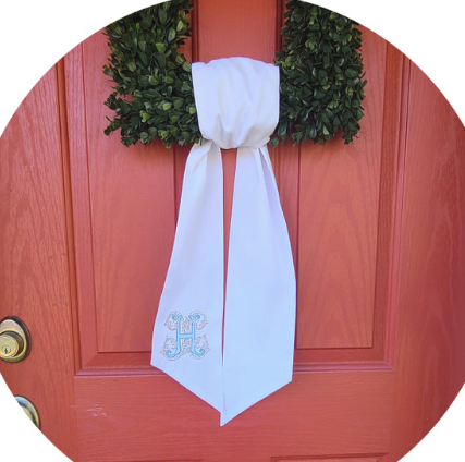 WHITE Christmas Wreath Sash