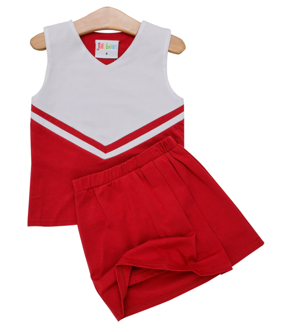 2T & 10 Red Cheer Uniform Skort Set JELLY BEAN PIGGY