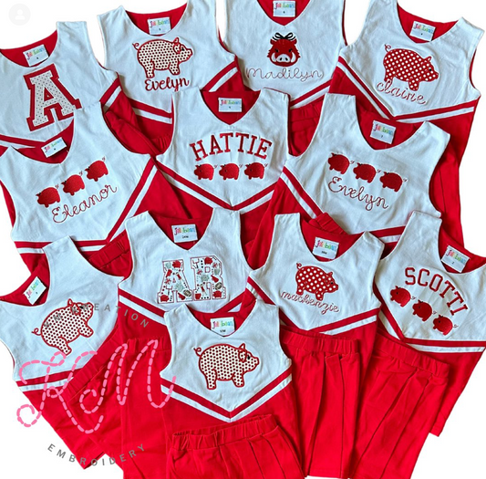 2T & 10 Red Cheer Uniform Skort Set JELLY BEAN PIGGY