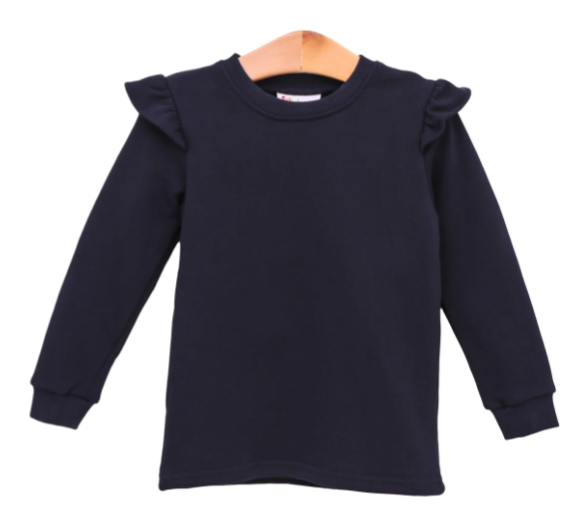 24M Navy French Terry Flutter Pullover