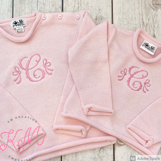 2T Pink Roll Neck Sweater